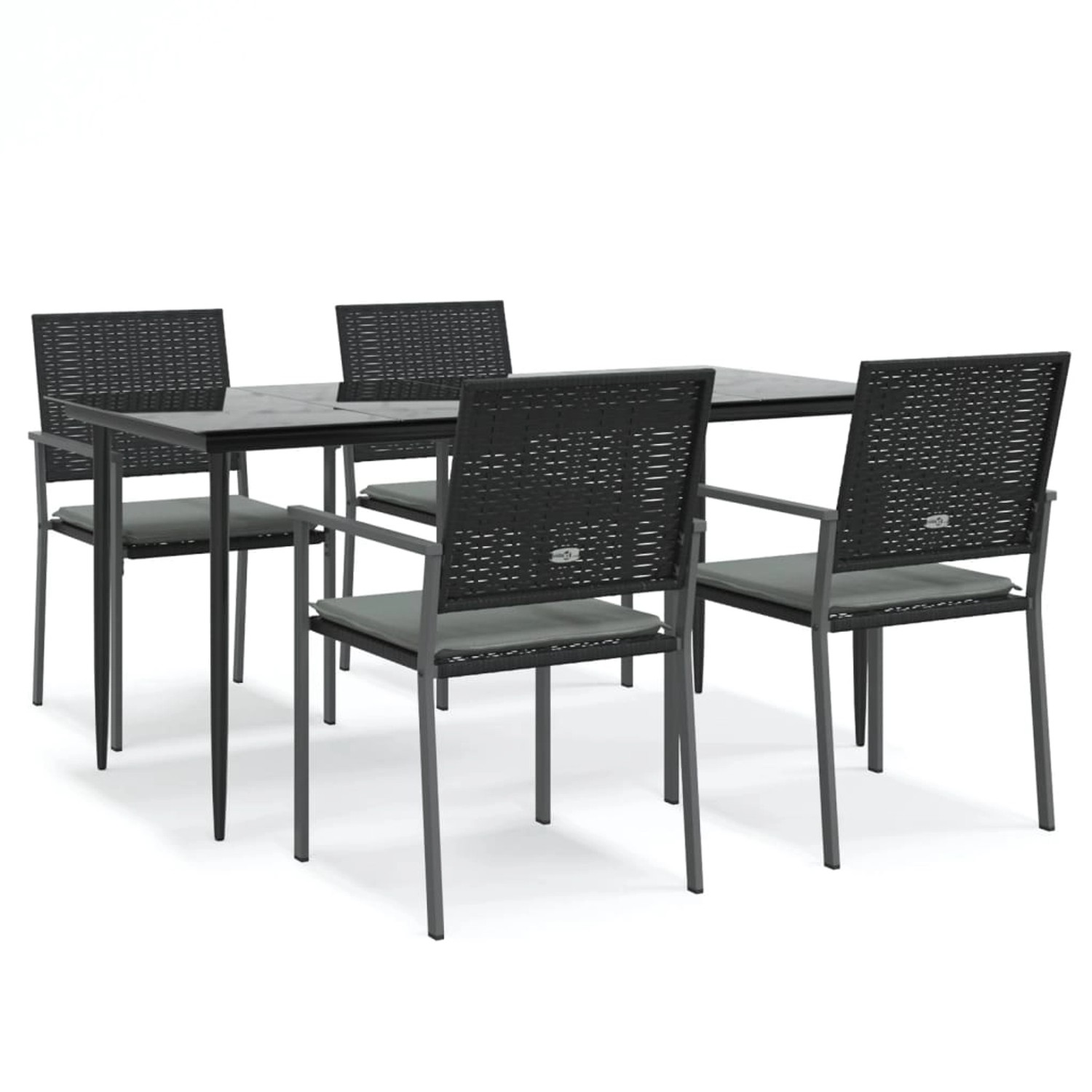 vidaXL 5-Tlg Garten-Essgruppe mit Kissen Poly Rattan und Stahl 3187009 günstig online kaufen