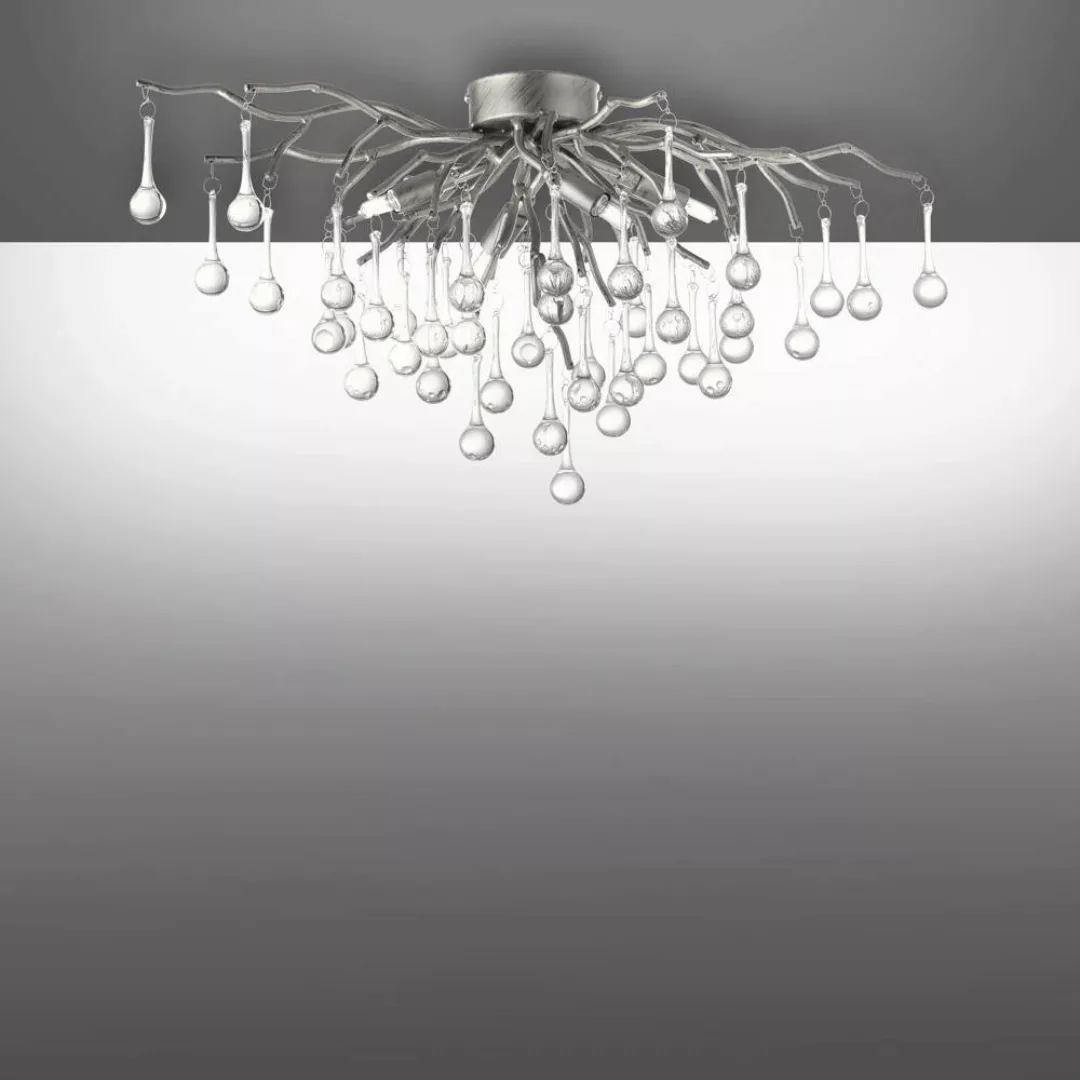 Paul Neuhaus Deckenleuchte Icicle, Glasbehang, 4-fl., silber günstig online kaufen