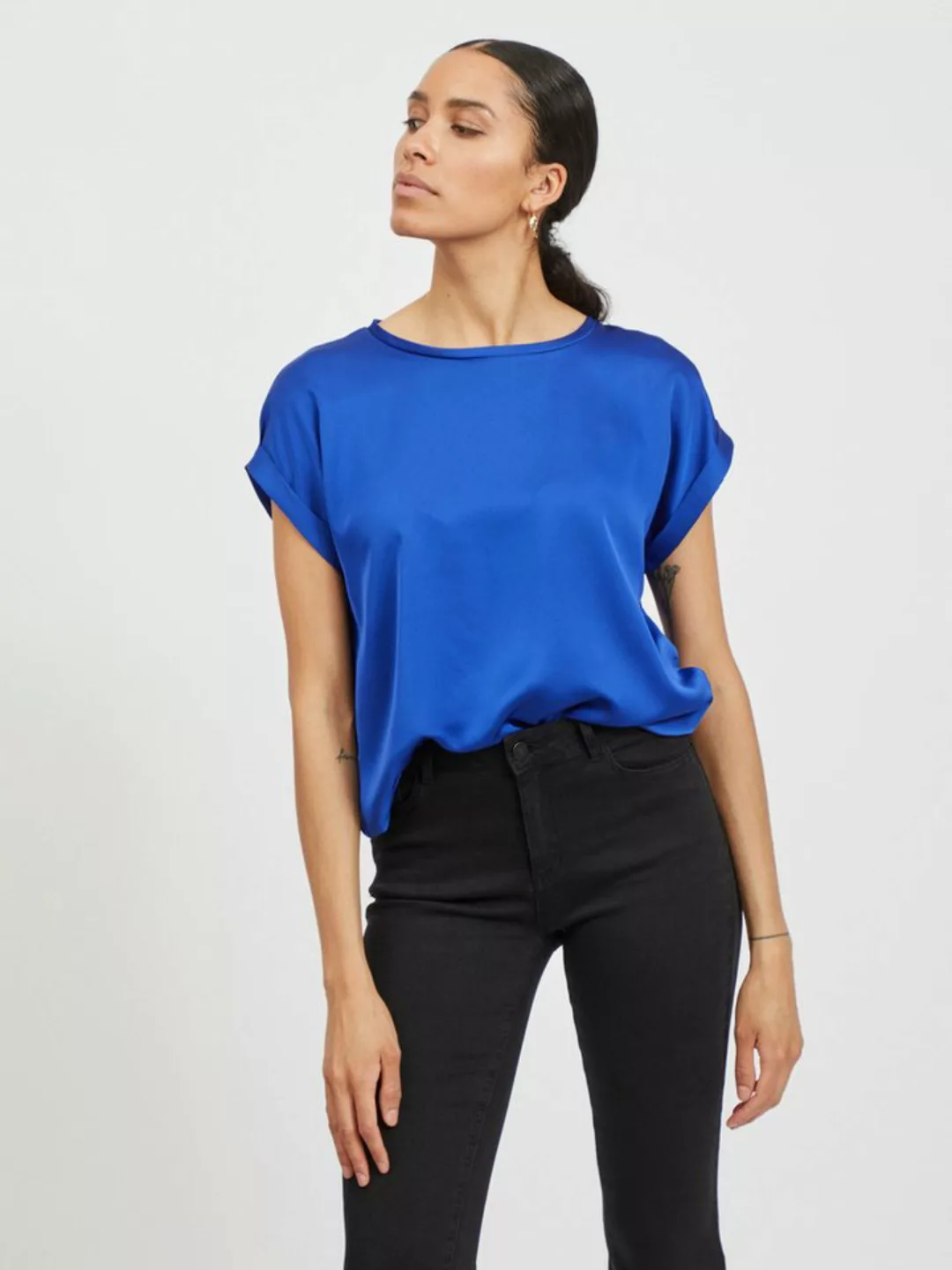 Vila Kurzarmshirt VIELLETTE S/S SATIN TOP - NOOS Satin Optik günstig online kaufen