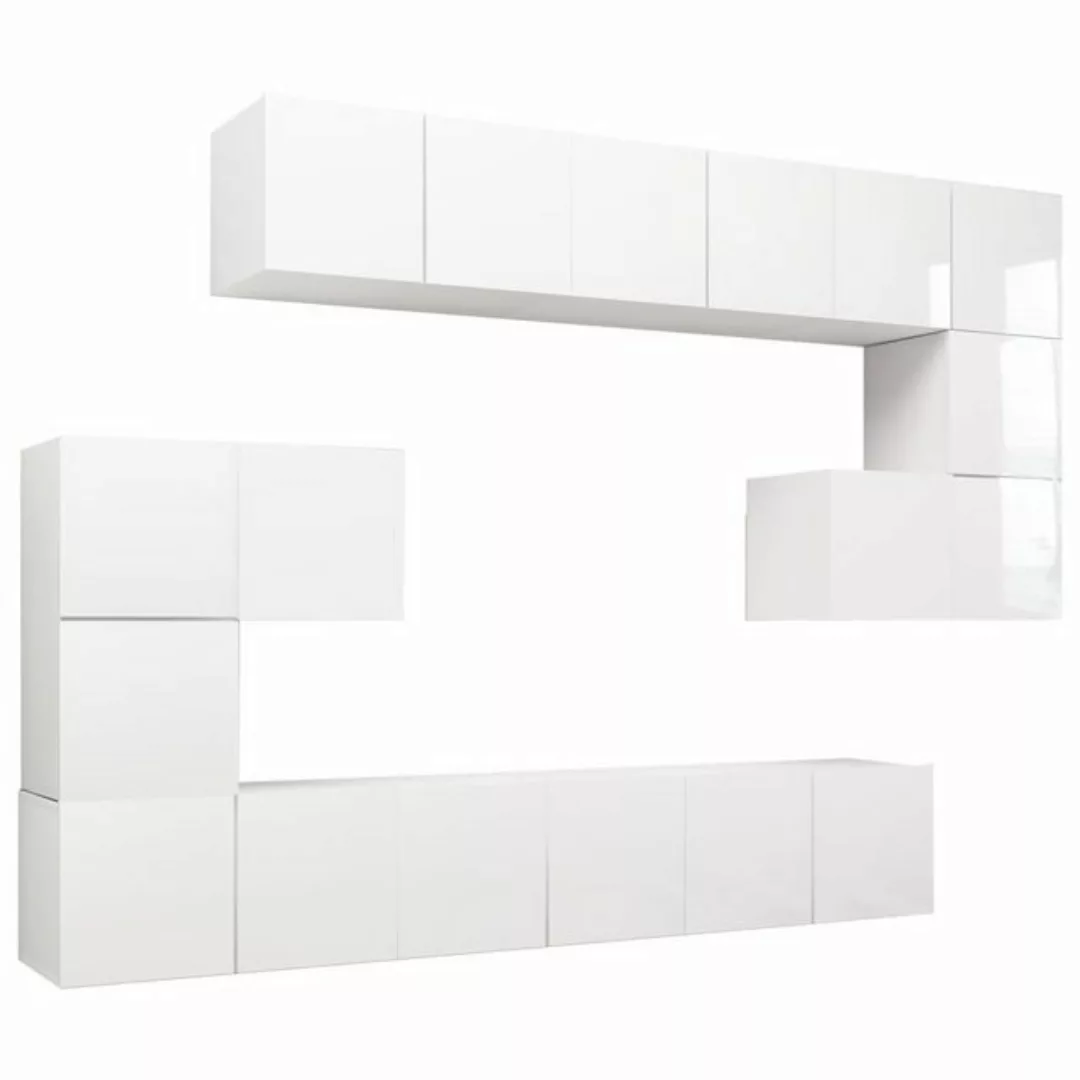 furnicato TV-Schrank 10-tlg. TV-Schrank-Set Hochglanz-Weiß Holzwerkstoff (1 günstig online kaufen