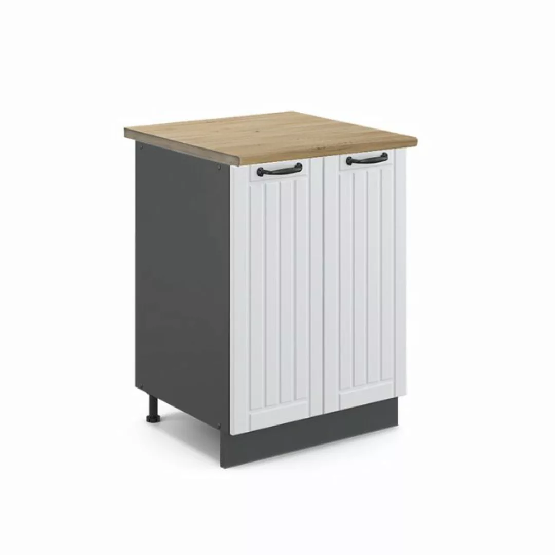 Vicco Unterschrank Fame-Line, Weiß Landhaus/Anthrazit, 60 cm, AP Marmor günstig online kaufen