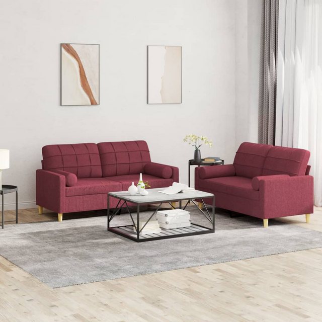 vidaXL Sofa 2-tlg. Sofagarnitur mit Kissen Schwarz Stoff günstig online kaufen