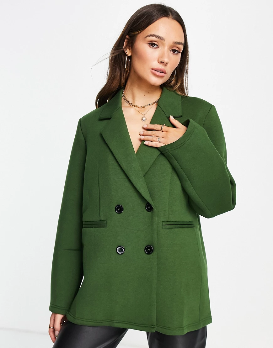 Extro & Vert – Oversize-Jerseyblazer in Dunkelgrün, Kombiteil günstig online kaufen