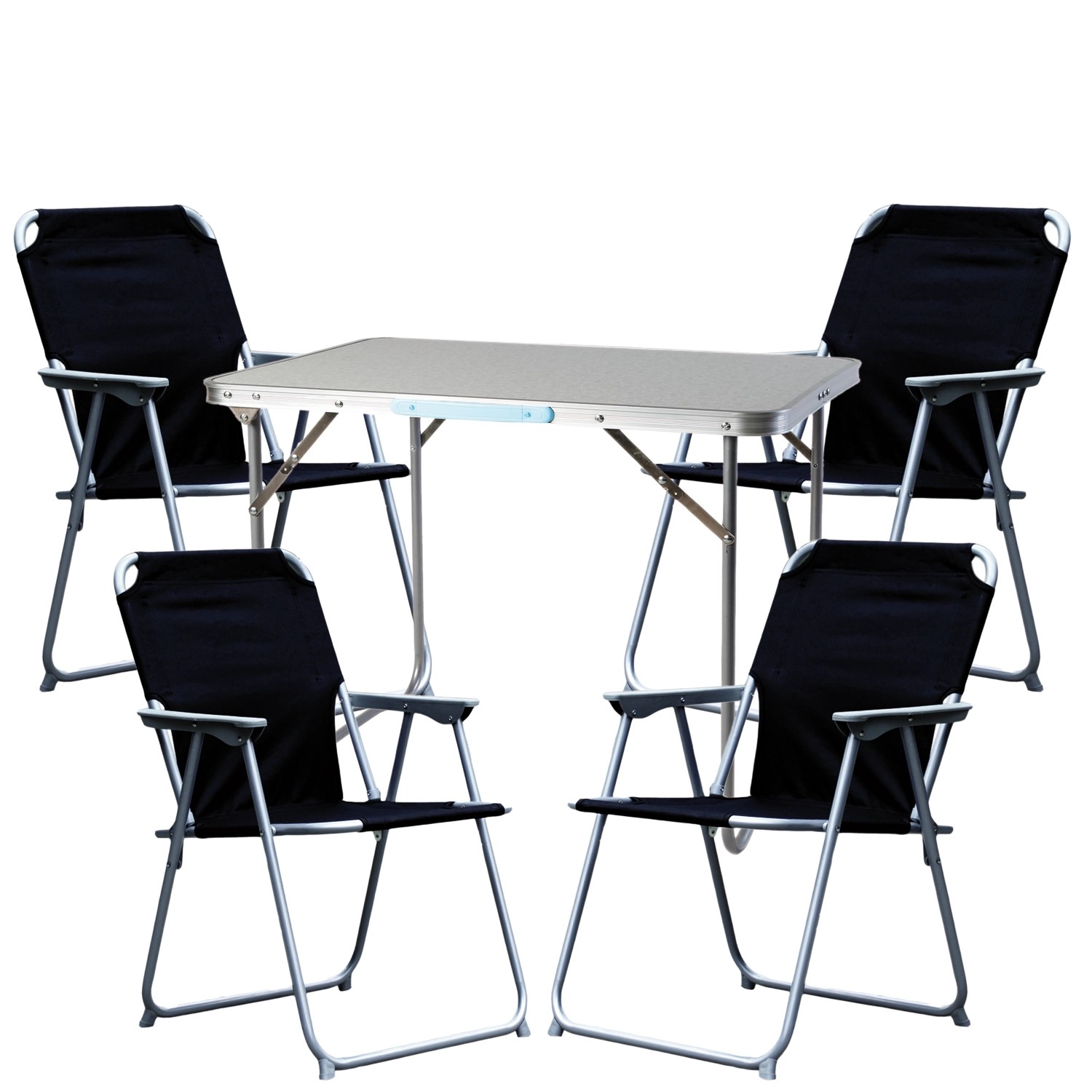 Mojawo 5 Teilig Campingmöbel Set Schwarz Alu mit Tragegriff Camping L70xB50 günstig online kaufen