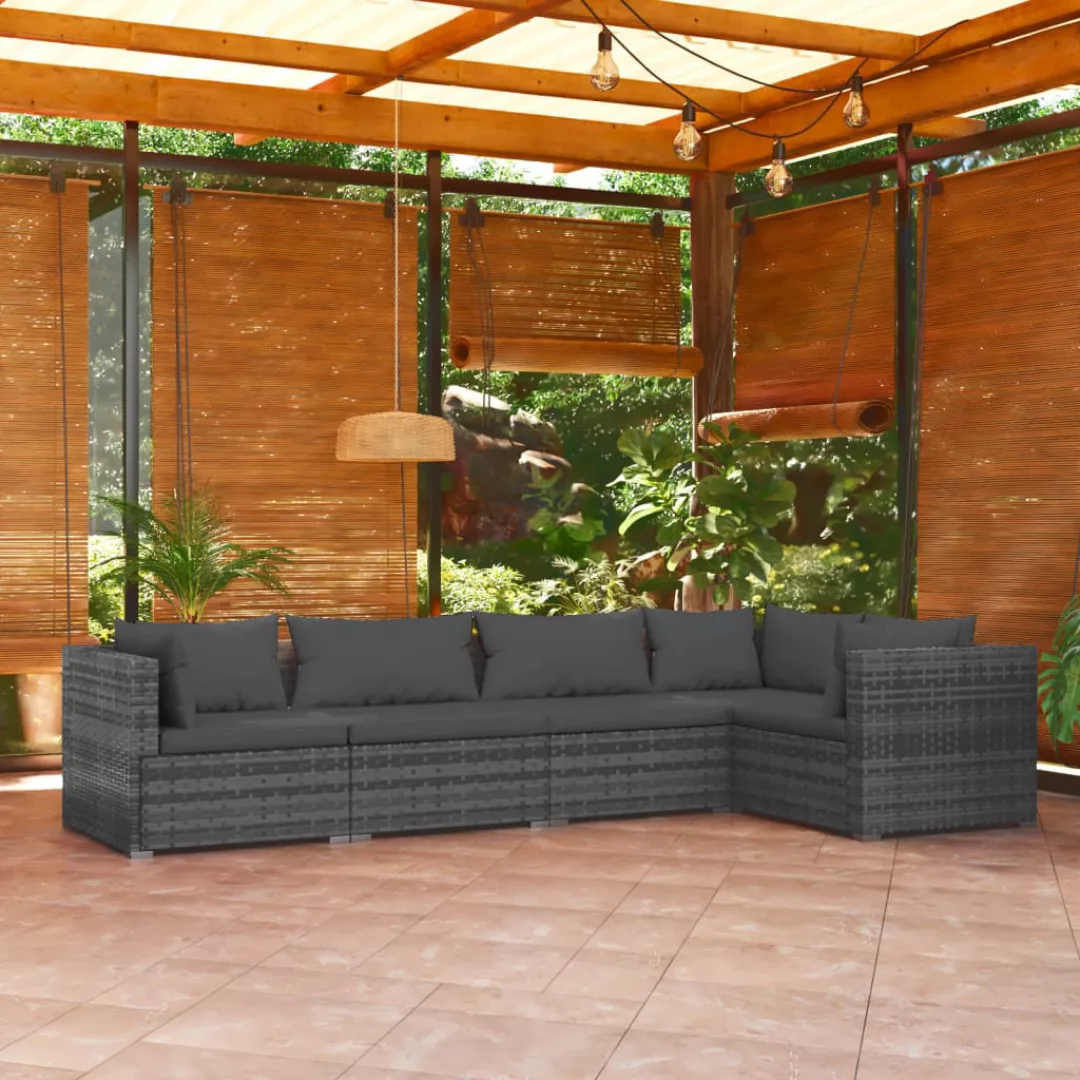 Vidaxl 5-tlg. Garten-lounge-set Mit Kissen Poly Rattan Grau günstig online kaufen