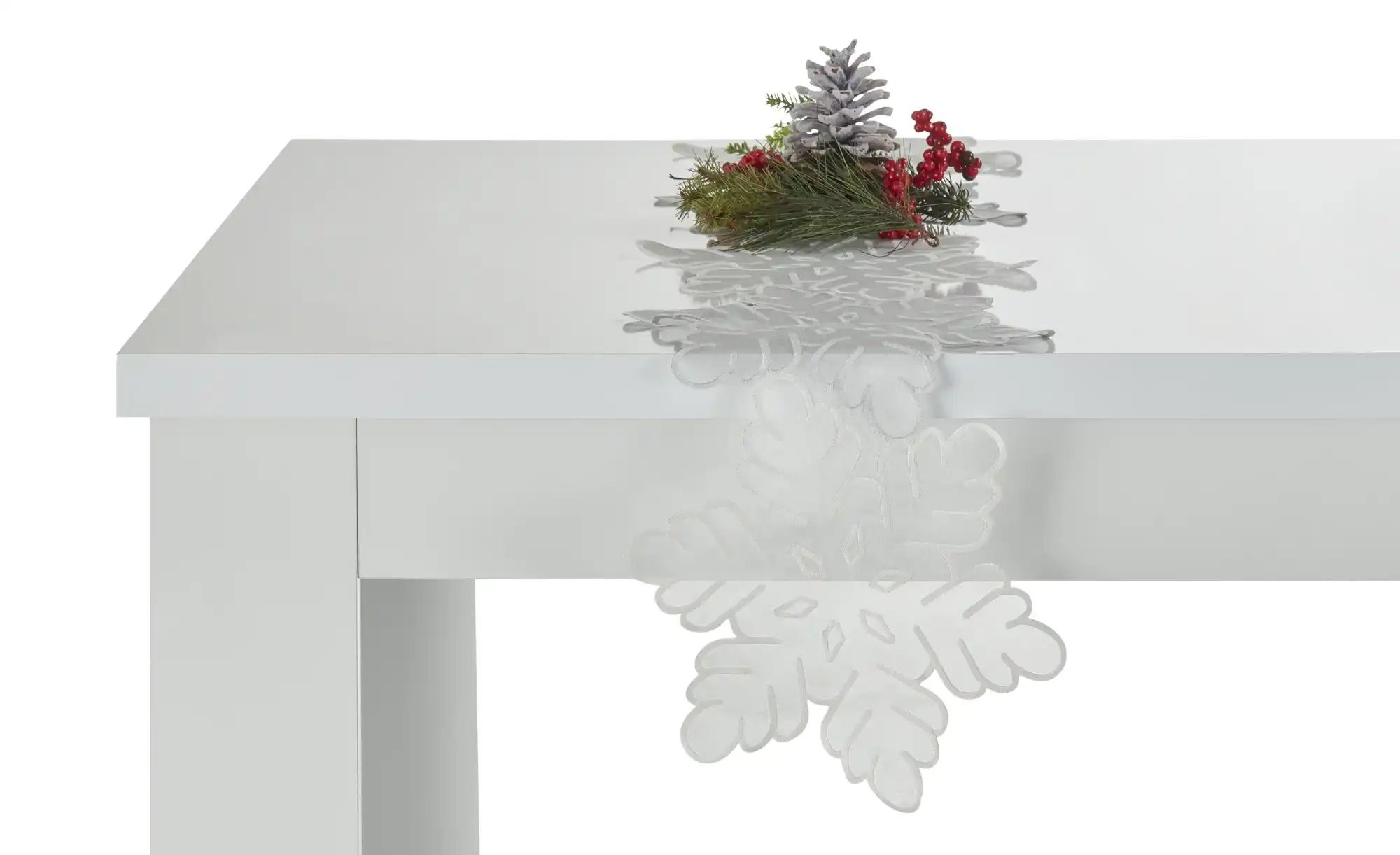 Tischläufer  Schneeflocke ¦ grau ¦ Synthetik ¦ Maße (cm): B: 25 Weihnachten günstig online kaufen