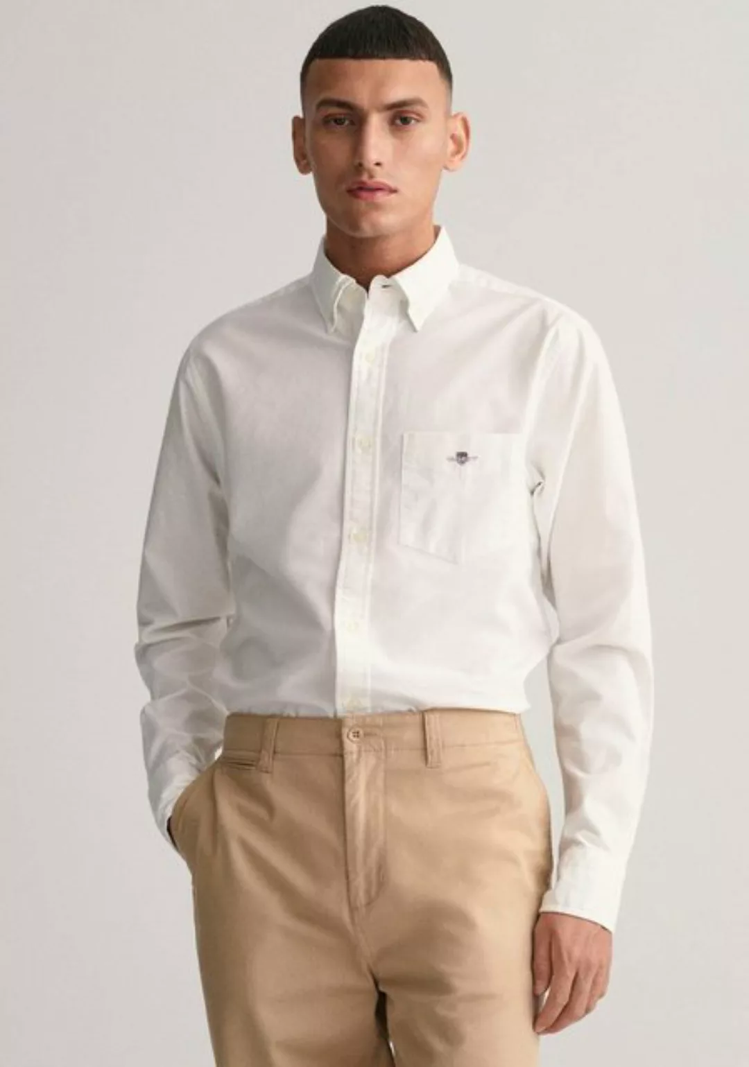 Gant Langarmhemd Regular Fit Oxford Hemd strukturiert langlebig dicker gest günstig online kaufen