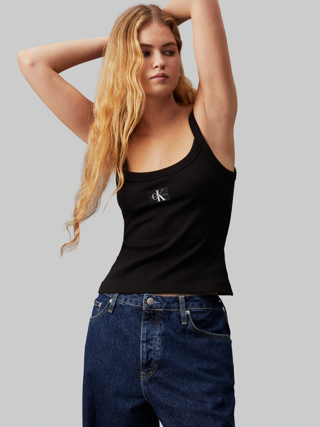 Calvin Klein Jeans Spaghettitop WOVEN LABEL RIB TANK mit Logopatch günstig online kaufen