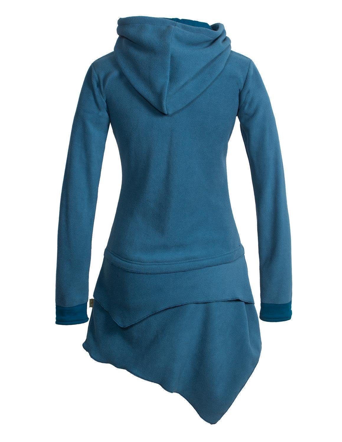 Vishes Midikleid Asymmetrisches Kapuzen-Kleid aus Recycling-Fleece günstig online kaufen