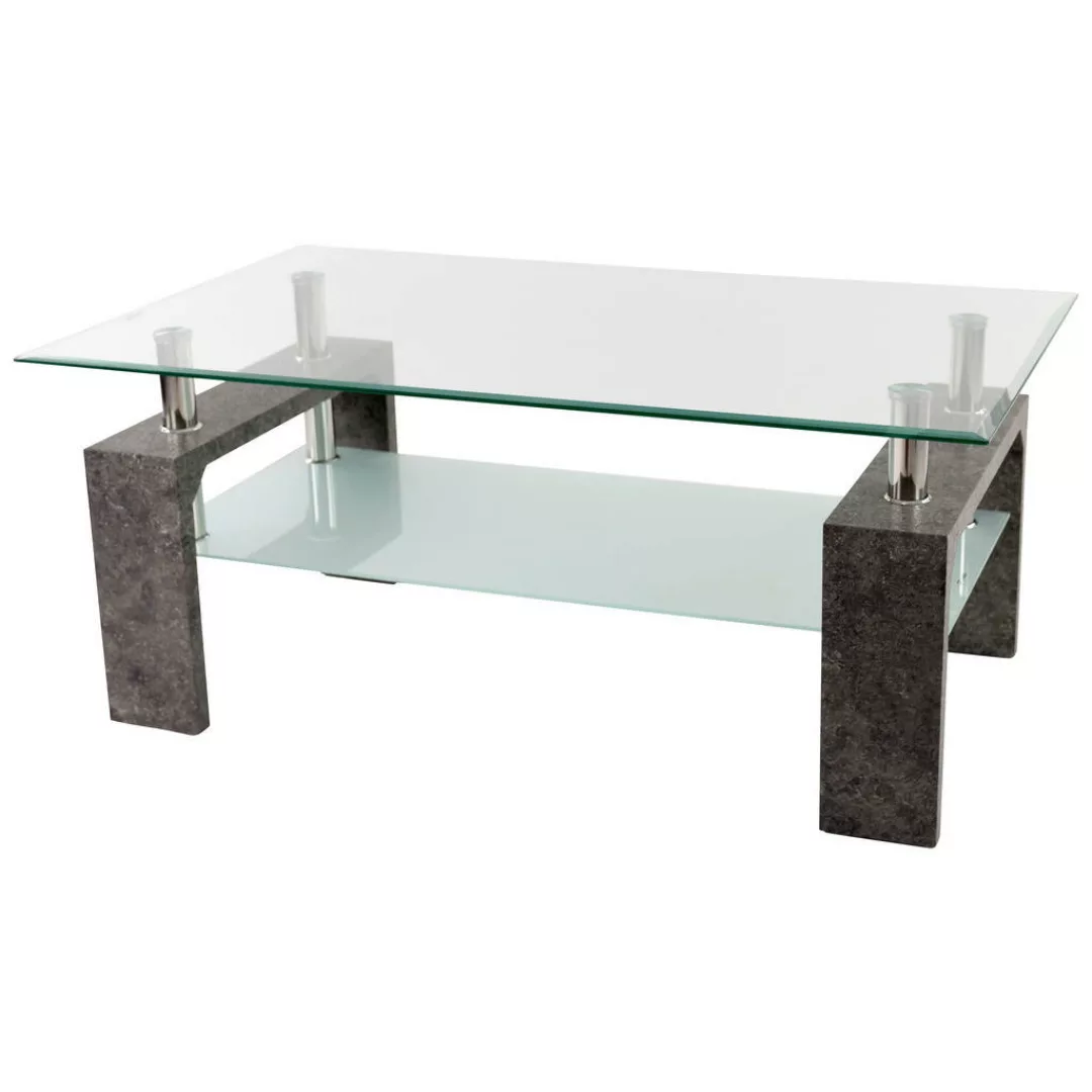 Glascouchtisch Modena glasklar Stein Optik B/H/T: ca. 100x45x60 cm günstig online kaufen