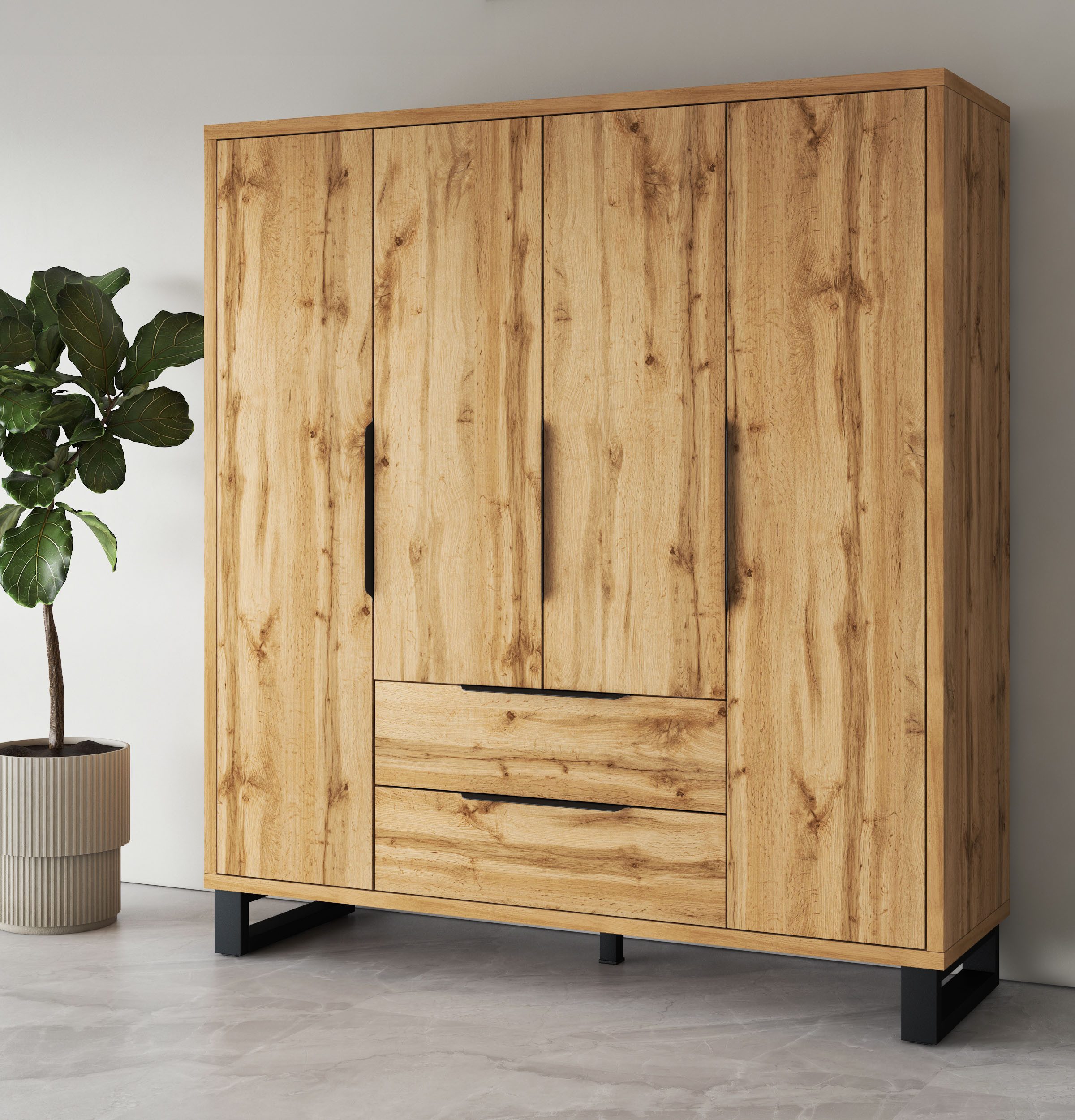 Home affaire Drehtürenschrank "Bronne,Breite 191 cm, Wäscheschrank inclusiv günstig online kaufen