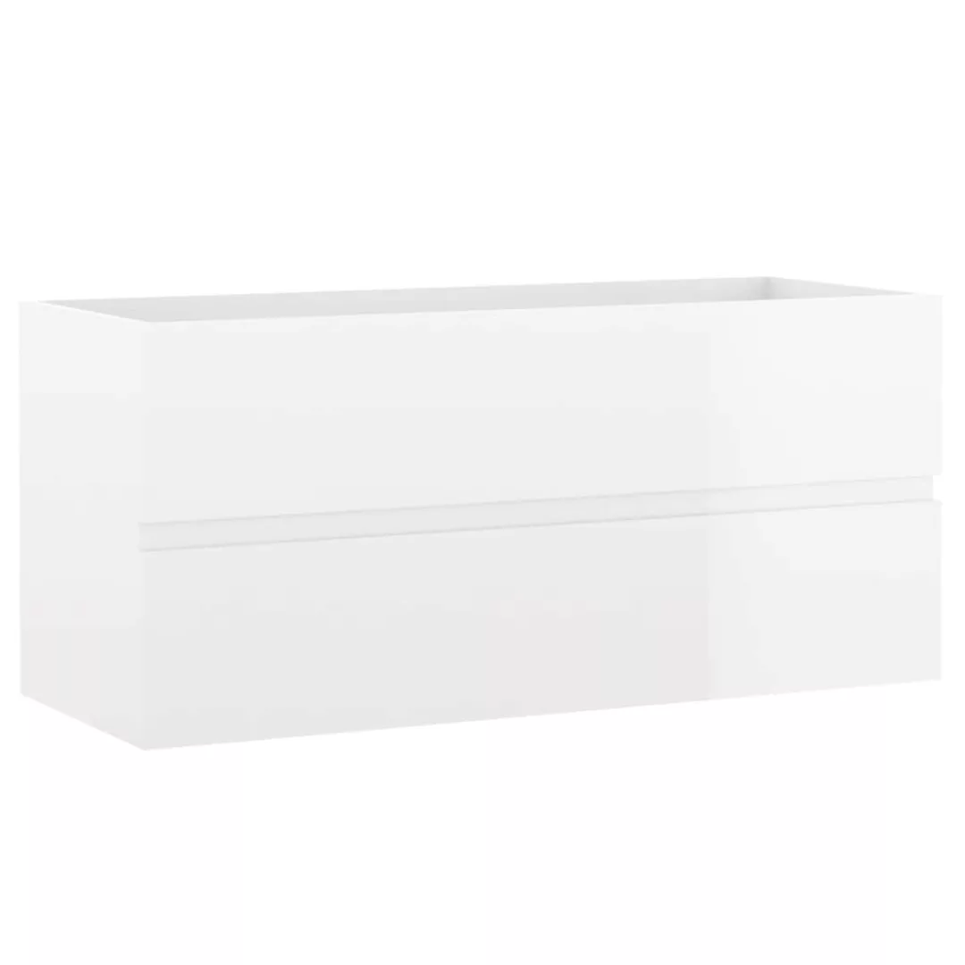 Waschbeckenunterschrank Hochglanz-weiß 100x38,5x45cm Spanplatte günstig online kaufen
