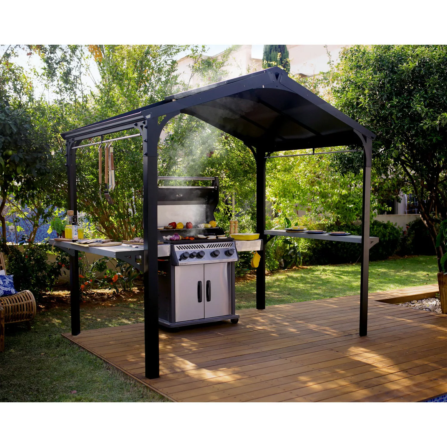 Palram - Canopia Bbq Gazebo Garden Austin 249 cm x 284 cm x 180 cm Schwarz günstig online kaufen