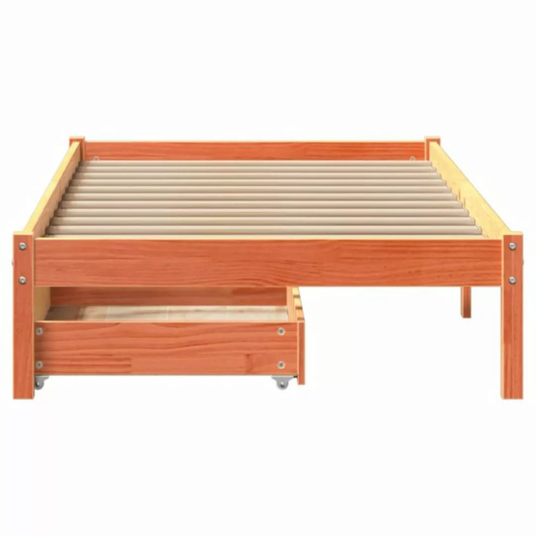 vidaXL Bett Massivholzbett ohne Matratze Wachsbraun 90x190 cm Kiefernholz günstig online kaufen