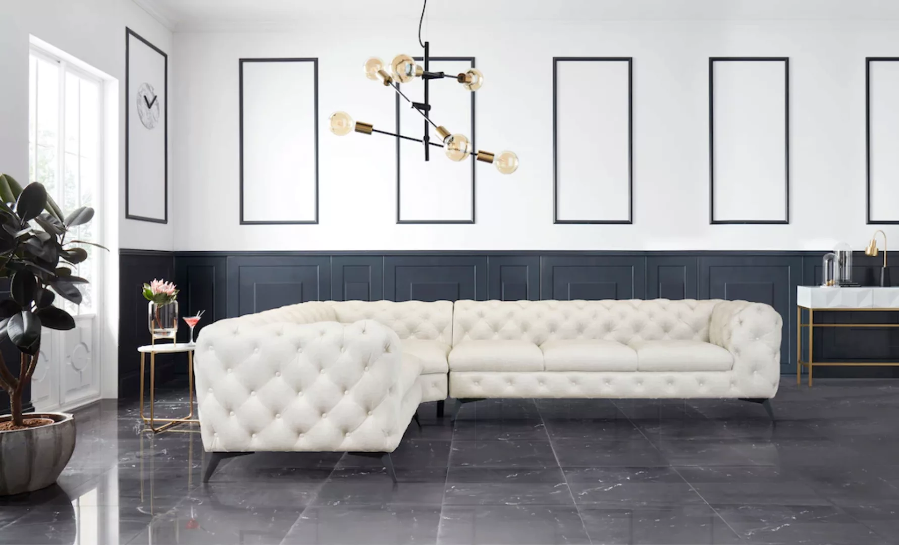 Leonique Chesterfield-Sofa »Glynis L-Form« günstig online kaufen