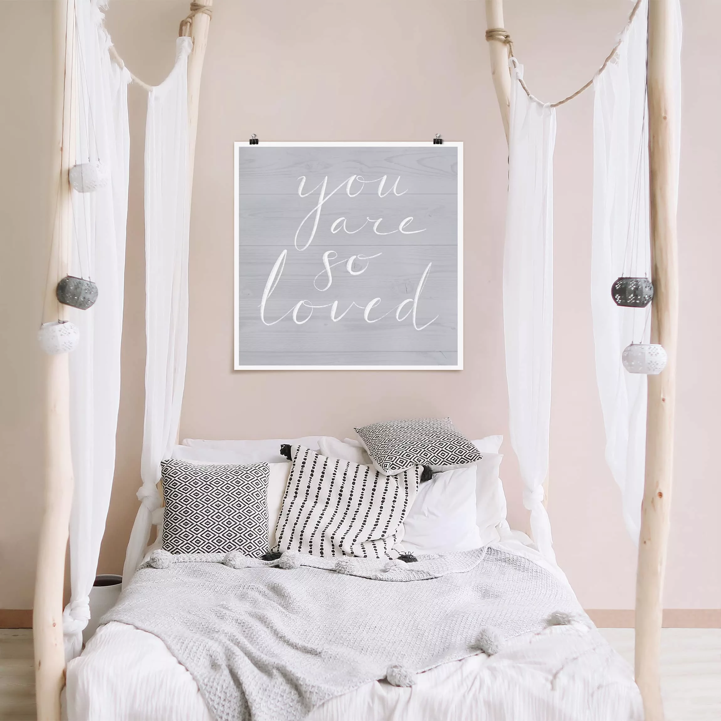 Poster Kinderzimmer - Quadrat Holzwand grau - Loved günstig online kaufen