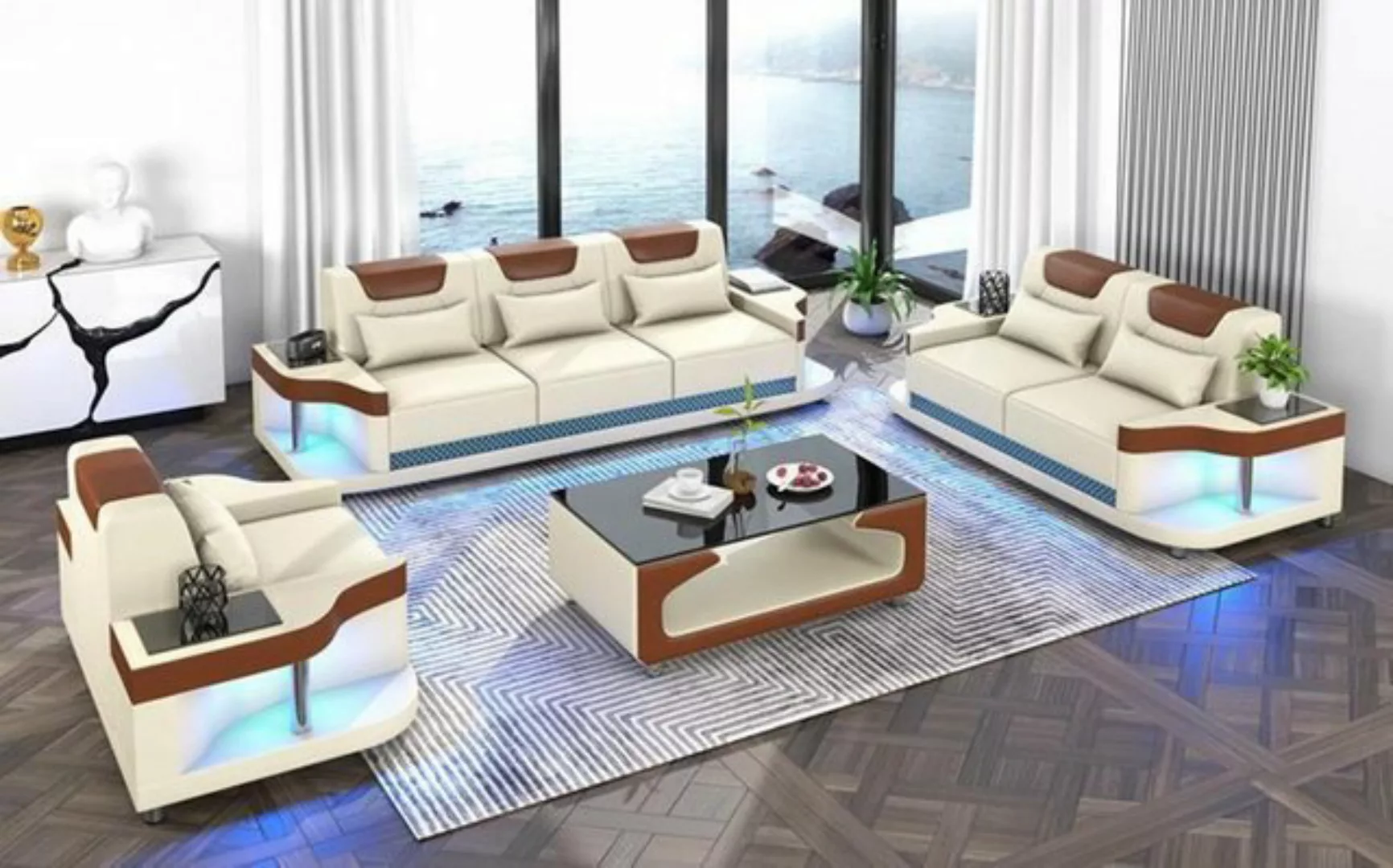 JVmoebel Sofa Sofagarnitur 3+2+1 Sitzer Set Design Sofa Polster Couche, Mad günstig online kaufen