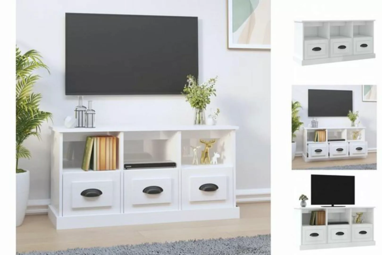 vidaXL TV-Schrank TV-Schrank Hochglanz-Weiß 100x35x50 cm Holzwerkstoff günstig online kaufen