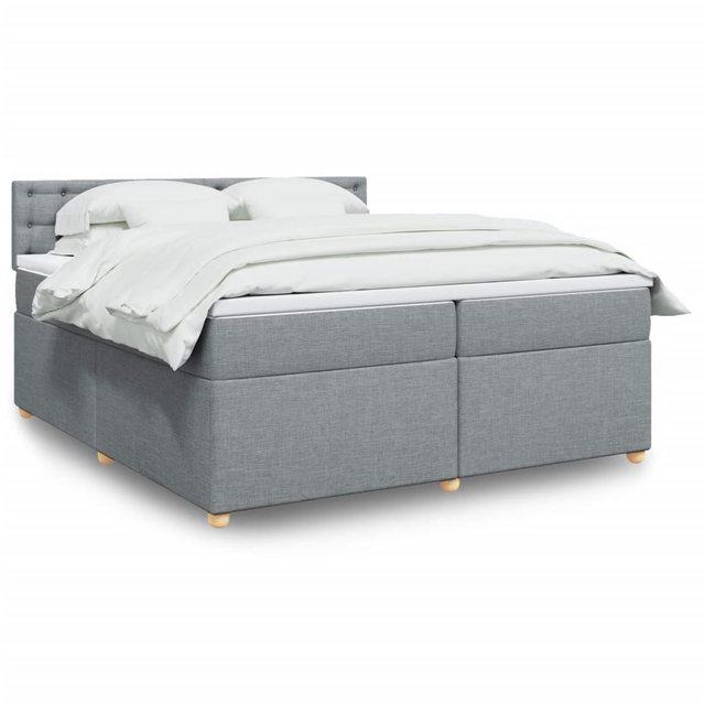 vidaXL Boxspringbett, Boxspringbett mit Matratze Hellgrau 200x200 cm Stoff günstig online kaufen