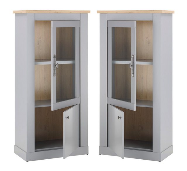 Furn.Design Stauraumvitrine Rideau (Midischrank in grau mit Artisan Eiche, günstig online kaufen