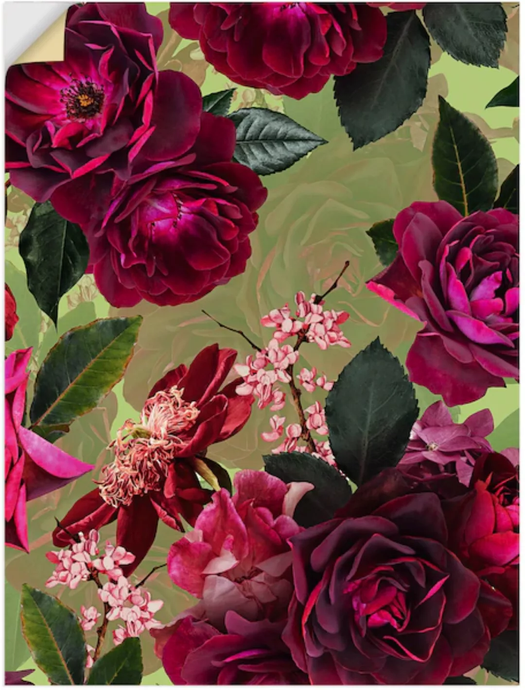 Artland Wandbild "Dunkle Rosen auf Grün", Blumenbilder, (1 St.) günstig online kaufen