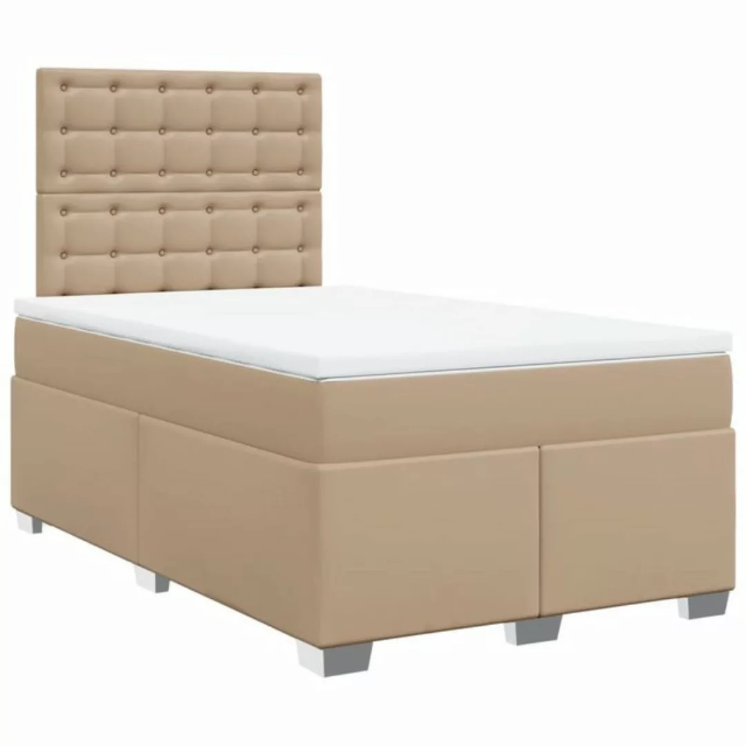 vidaXL Bett Boxspringbett Matratze Cappuccino-Braun 120x190 cm Kunstleder günstig online kaufen