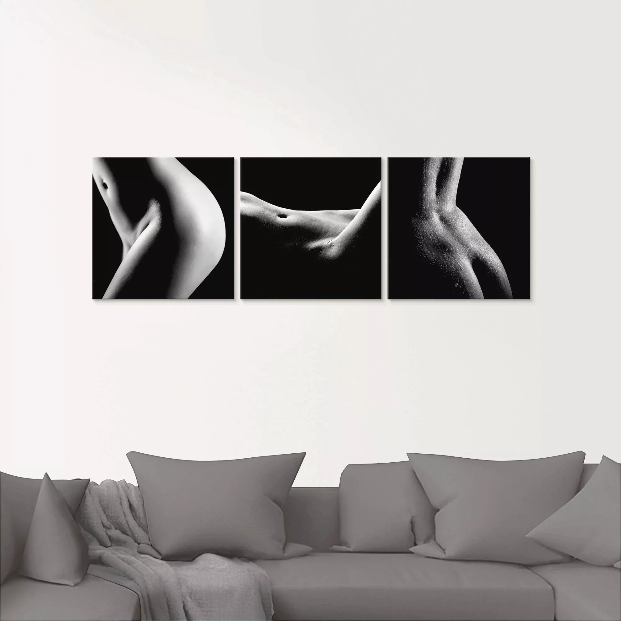 Artland Glasbild "Hübsche junge nackte Frau", Frau, (3 St.), in verschieden günstig online kaufen