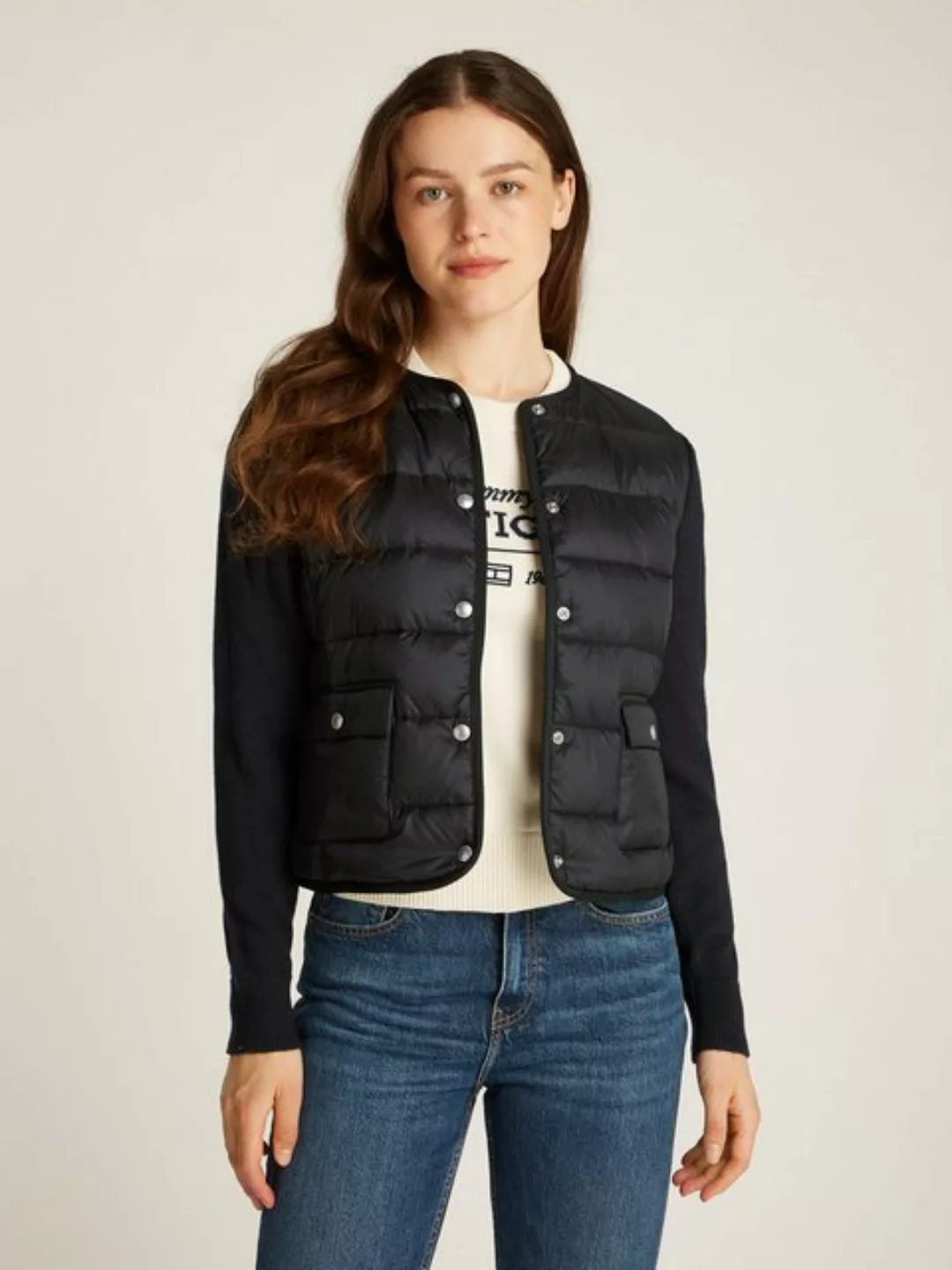 Tommy Hilfiger Steppjacke UL DOWN KNIT MIX JKT mit Strickeinsätzen, Patch günstig online kaufen