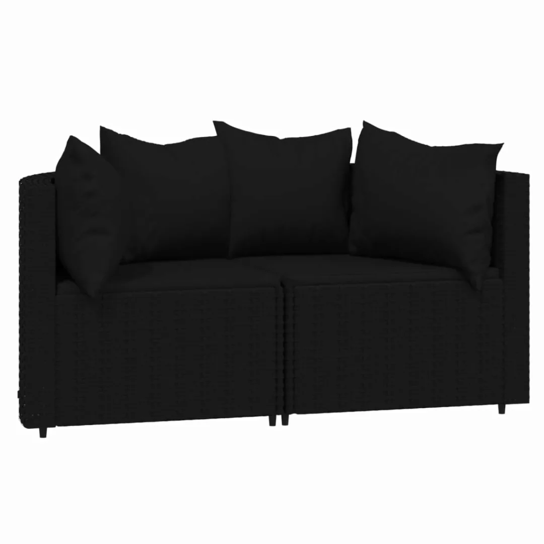 Vidaxl Garten-ecksofas Mit Kissen 2 Stk. Schwarz Poly Rattan günstig online kaufen