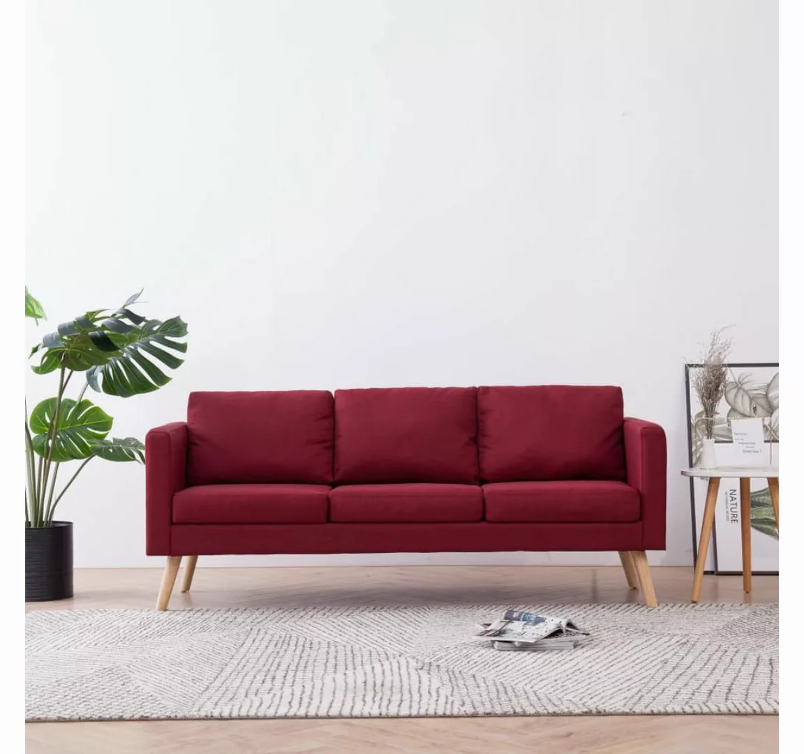 vidaXL Sofa 3-Sitzer-Sofa Stoff Weinrot Couch günstig online kaufen