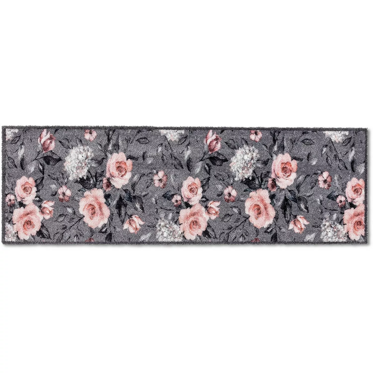 Astra Sauberlaufmatte Pure und Soft 50 cm x 150 cm Blumen Grau günstig online kaufen