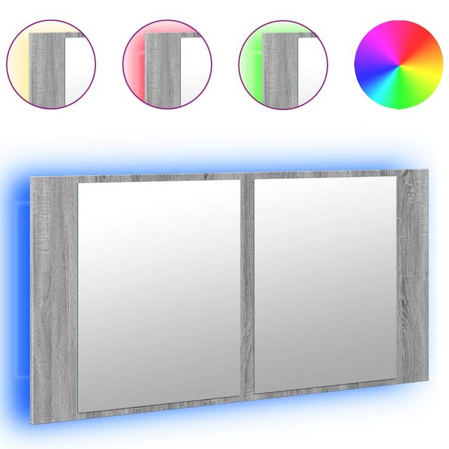 vidaXL Badezimmerspiegelschrank LED-Spiegelschrank Grau Sonoma 90x12x45 cm günstig online kaufen