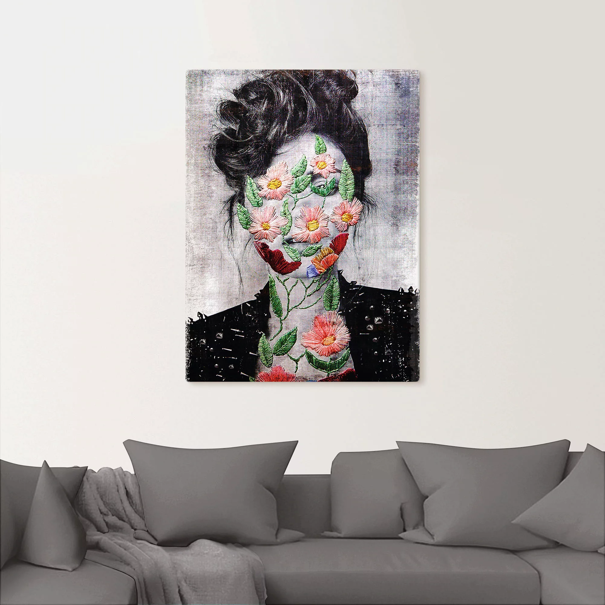 Artland Leinwandbild »Flower Face«, Portrait, (1 St.), auf Keilrahmen gespa günstig online kaufen