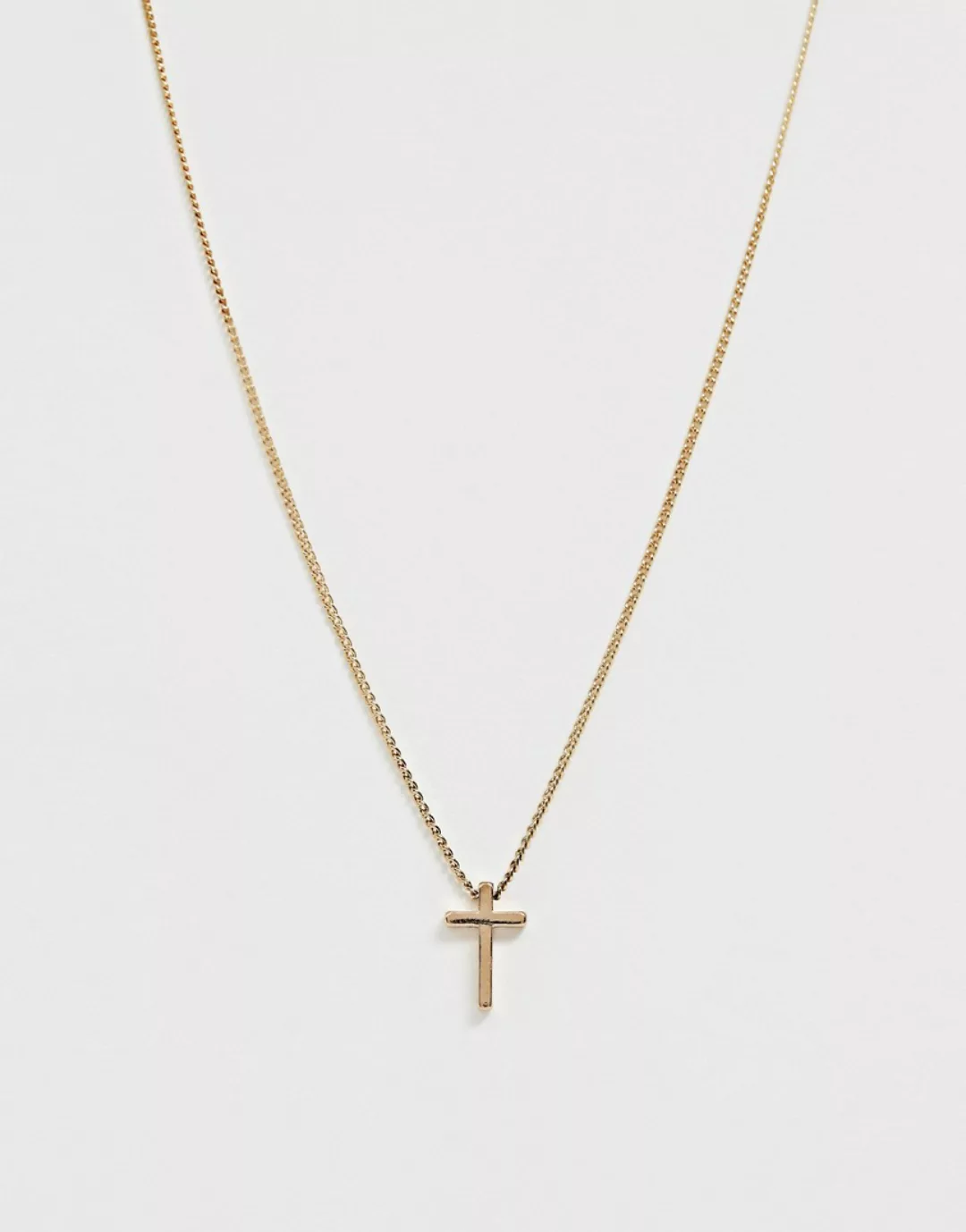 ASOS DESIGN – Goldfarbene Halskette mit kleinem Kreuzanhänger günstig online kaufen