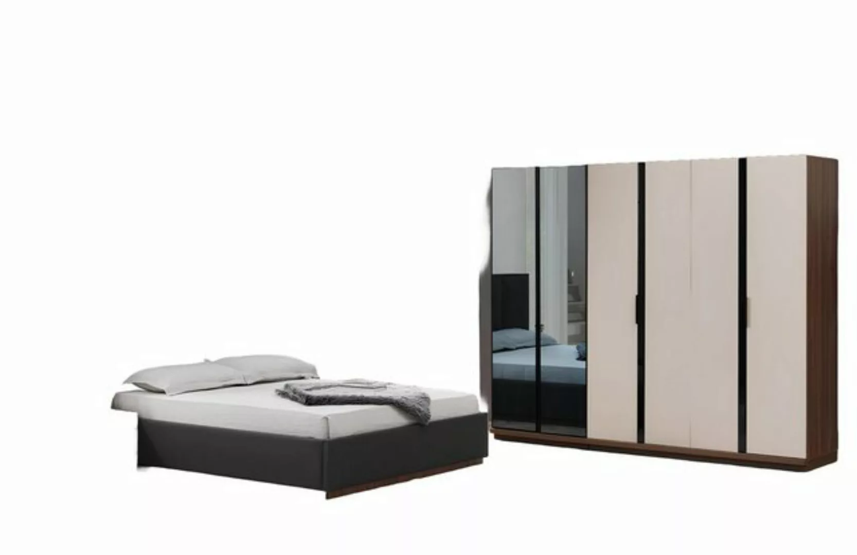 Xlmoebel Bett Schlafzimmer-Set mit Doppelbett, Nachttischen und Schrank in günstig online kaufen