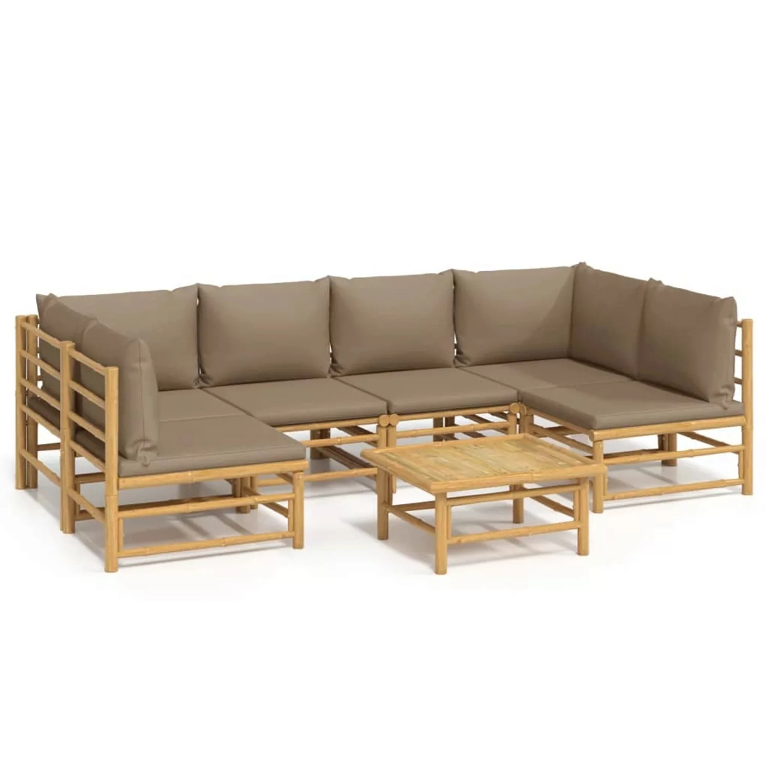 Vidaxl 7-tlg. Garten-lounge-set Mit Taupe Kissen Bambus günstig online kaufen