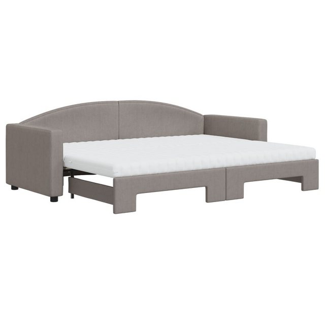 vidaXL Bett Tagesbett Ausziehbar mit Matratzen Taupe 80x200 cm Stoff günstig online kaufen