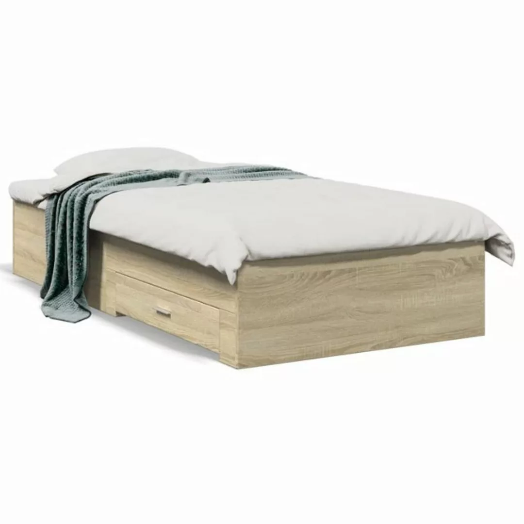 vidaXL Bett Bettgestell mit Schubladen Sonoma-Eiche 75x190 cm Holzwerkstoff günstig online kaufen