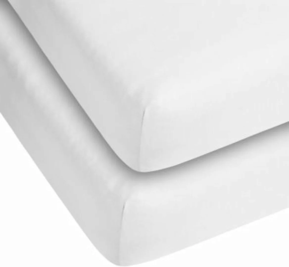 Aspero® 2 x Spannbettlaken aus Baumwolle Bettlaken weiß Gr. 140-160 x 200 günstig online kaufen