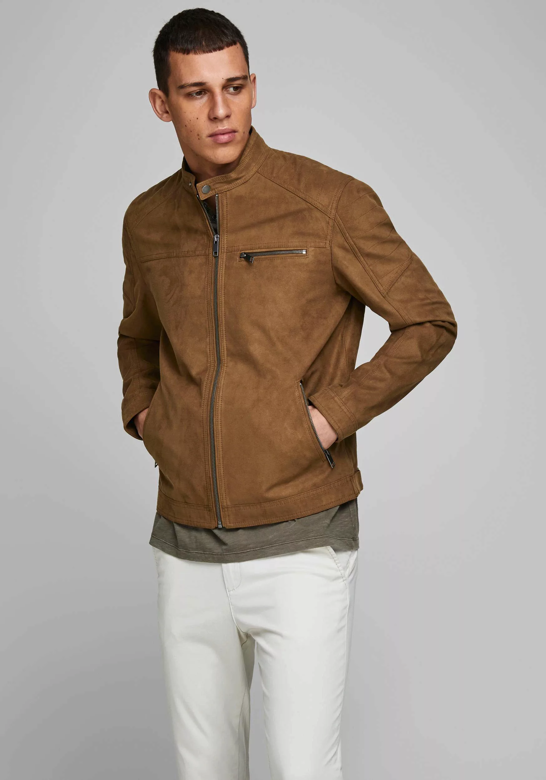 Jack & Jones Rocky Gefälschte Wildlederjacke XS Cognac günstig online kaufen