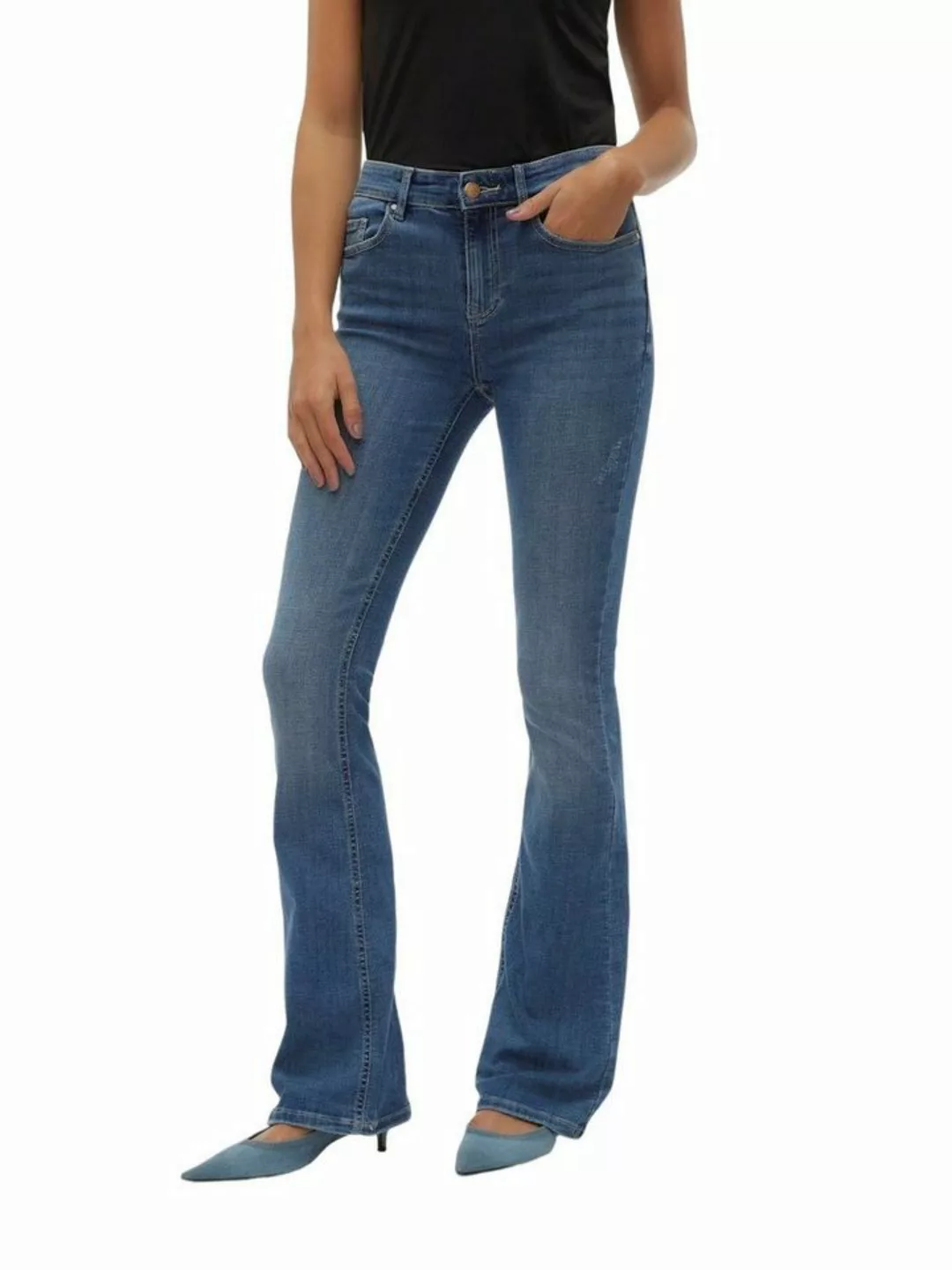 Vero Moda Damen Jeans VMFLASH MR FLARED LI347 GA XS S M L XL Blau - Medium günstig online kaufen