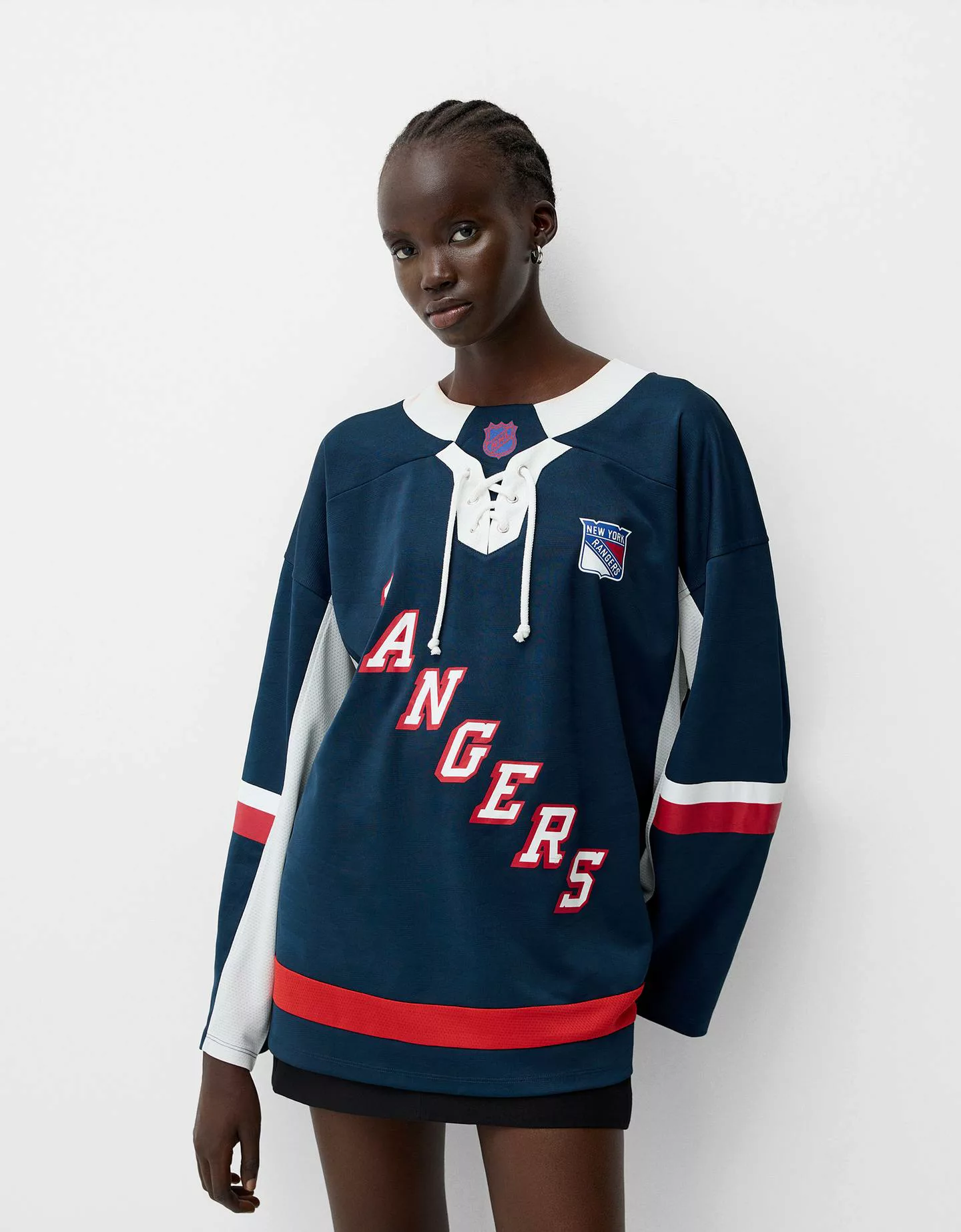 Bershka Langarmshirt Nhl Mit Langen Ärmeln Damen M-L Marinenblau günstig online kaufen