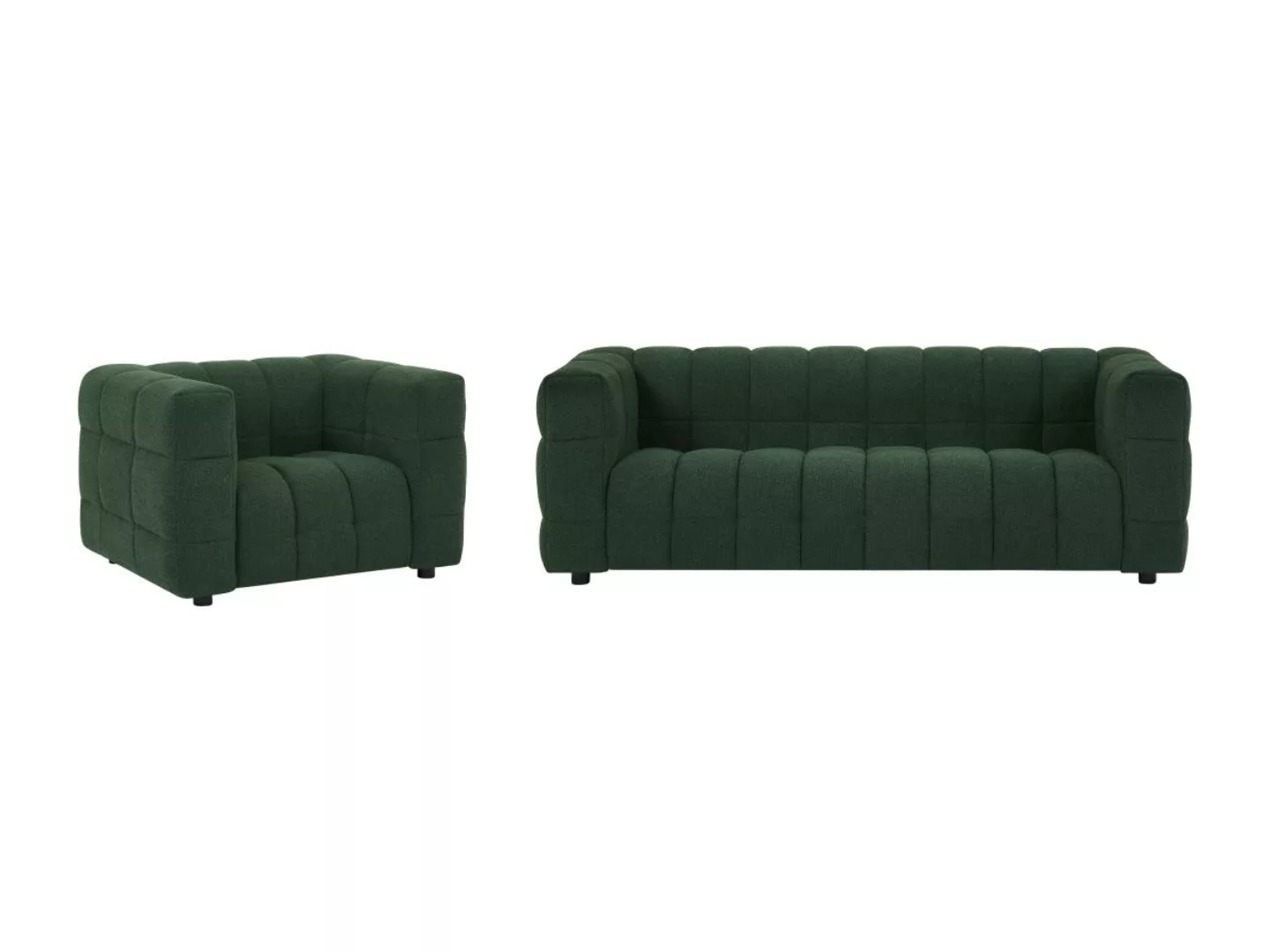Sofagarnitur 3-Sitzer & Sessel - Bouclé-Stoff - Grün - LERICI von Pascal Mo günstig online kaufen