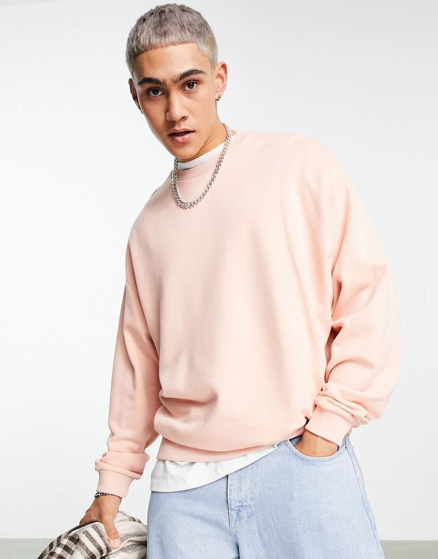 ASOS DESIGN – Oversize-Sweatshirt in rosa Waschung günstig online kaufen