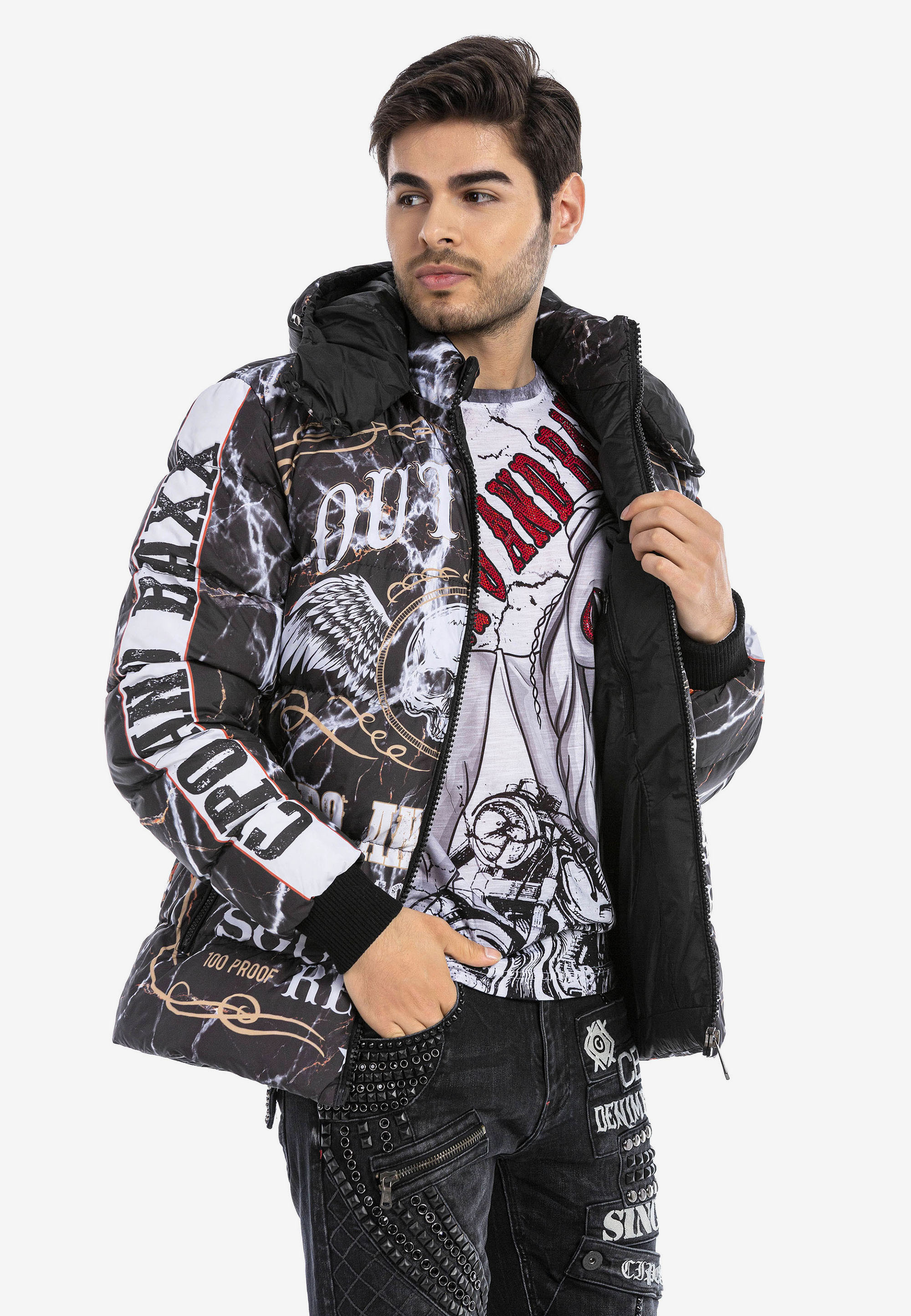 Cipo & Baxx Steppjacke, mit tollem Totenkopf-Print günstig online kaufen