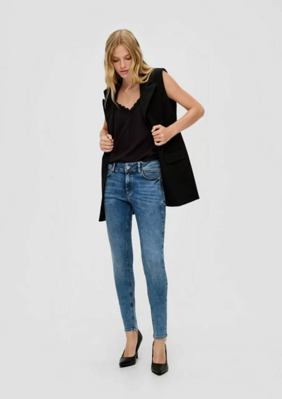 QS Stoffhose Jeans Sadie / Skinny Fit / Mid Rise / Skinny Leg Waschung günstig online kaufen