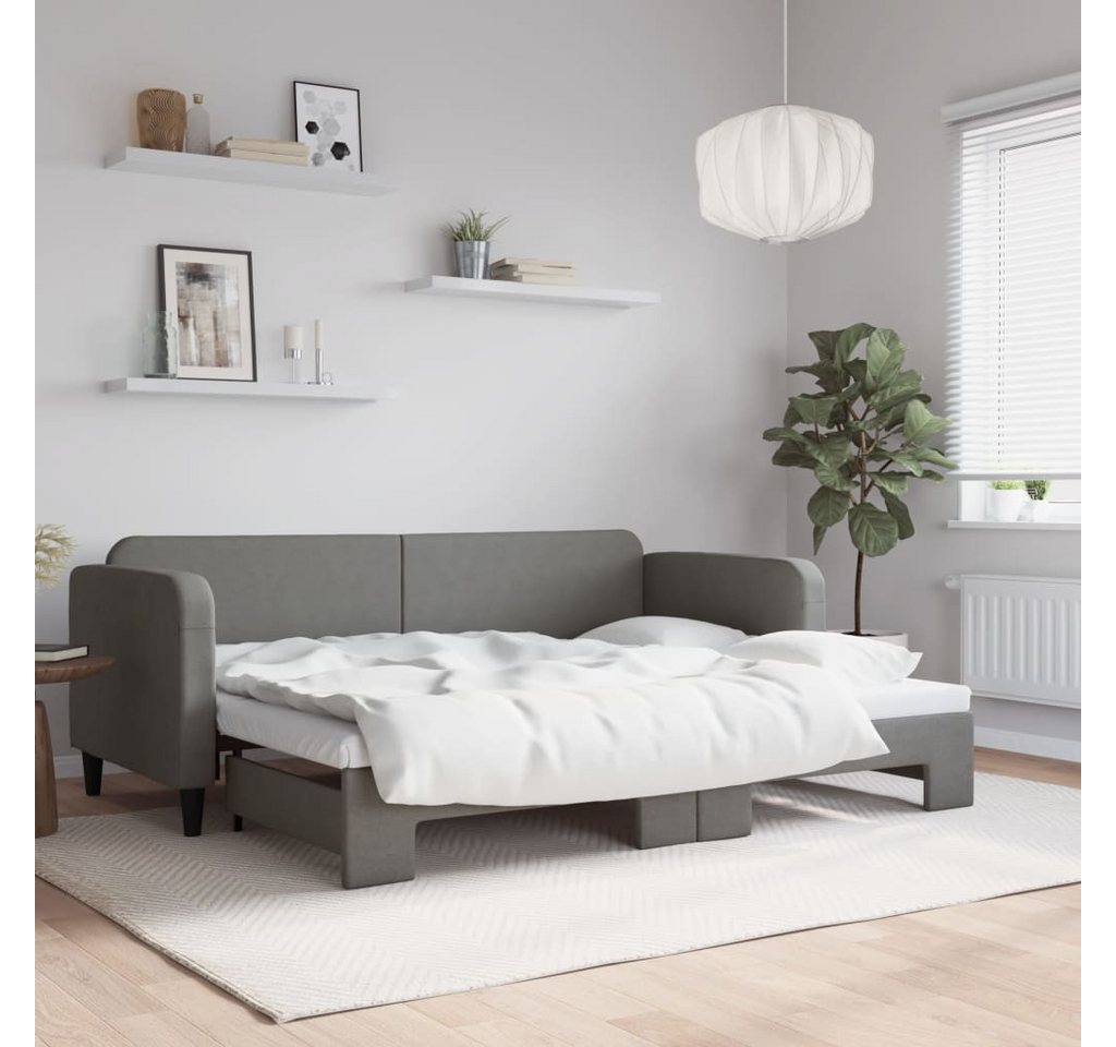 vidaXL Gästebett Gästebett Tagesbett Ausziehbar Dunkelgrau 80x200 cm Stoff günstig online kaufen