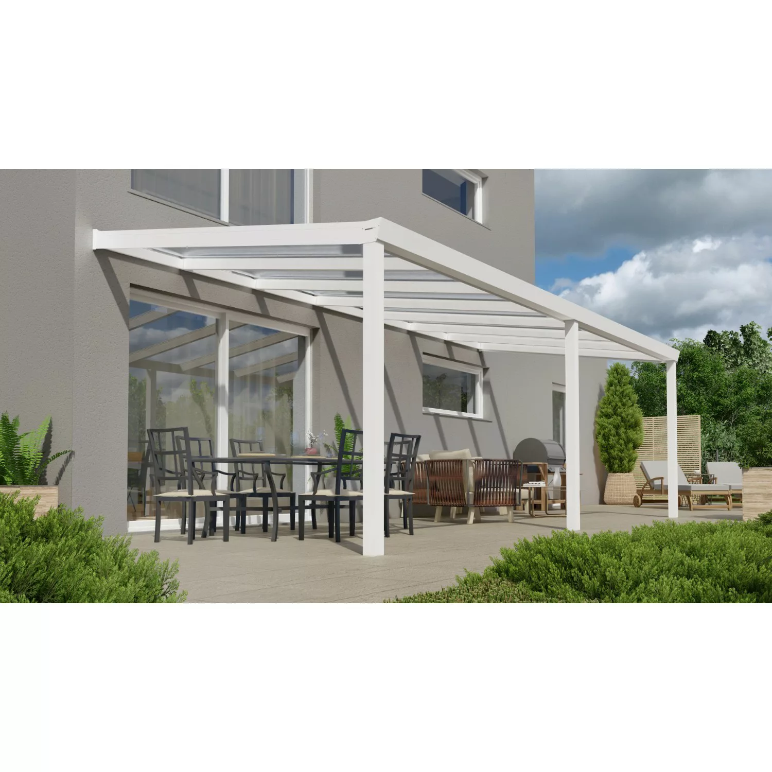 Terrassenüberdachung Professional 700 cm x 300 cm Weiß PC Klar günstig online kaufen