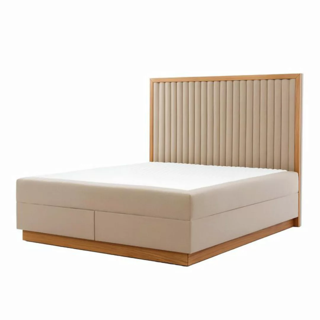 Xlmoebel Bett Schlafzimmerbett in Braun-Beige, Designer-Doppelbett aus Text günstig online kaufen