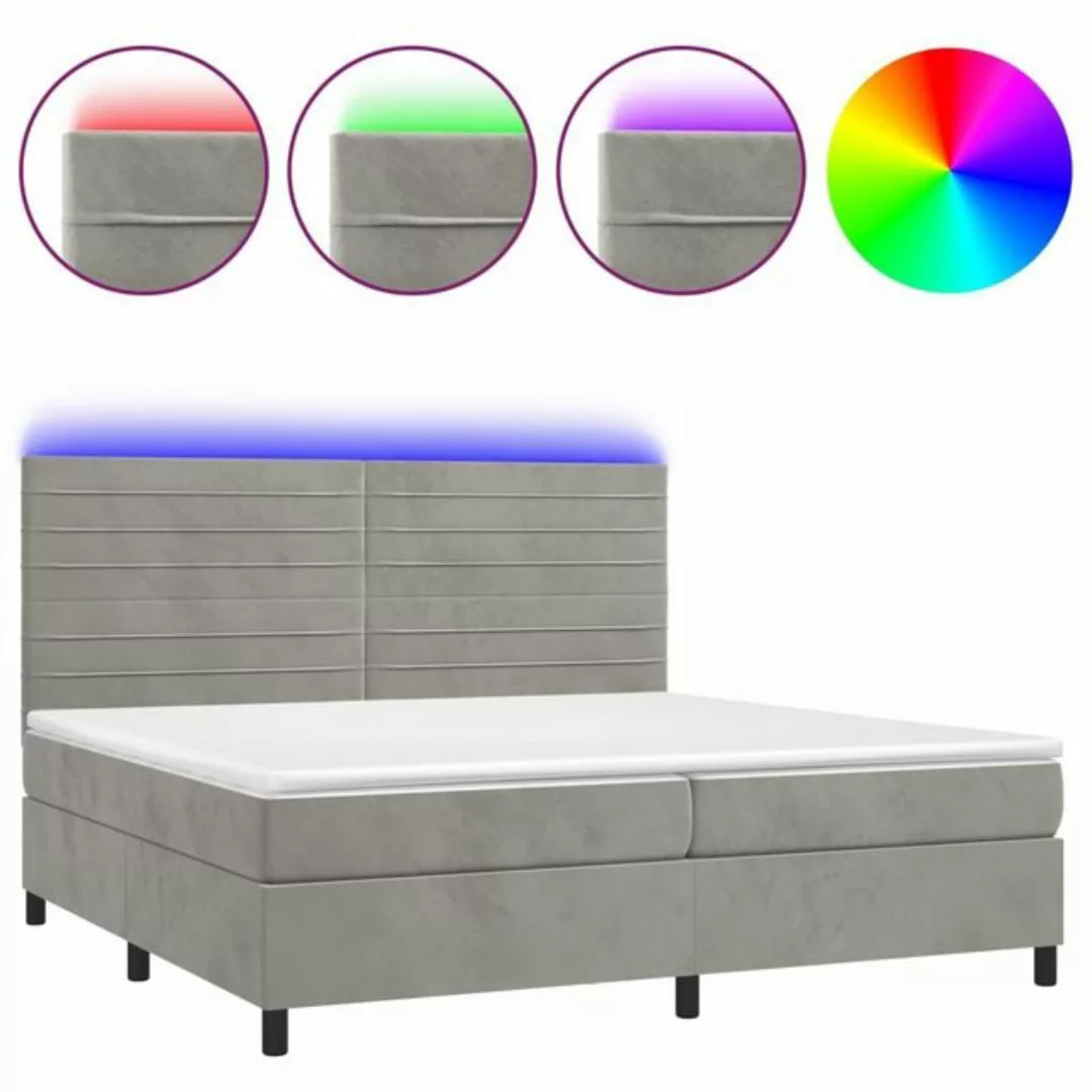 vidaXL Boxspringbett Boxspringbett mit Matratze LED Hellgrau 200x200 cm Sam günstig online kaufen